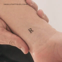 R Uppercase Serif Letter Temporary Tattoo (Set Of 3)