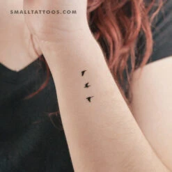 Three Tiny Flying Birds Temporary Tattoo (Set Of 3)