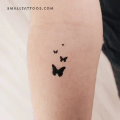 Four Black Butterflies Temporary Tattoo (Set Of 3)