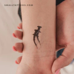 Great Hammerhead Shark And Shadow Temporary Tattoo (Set Of 3)