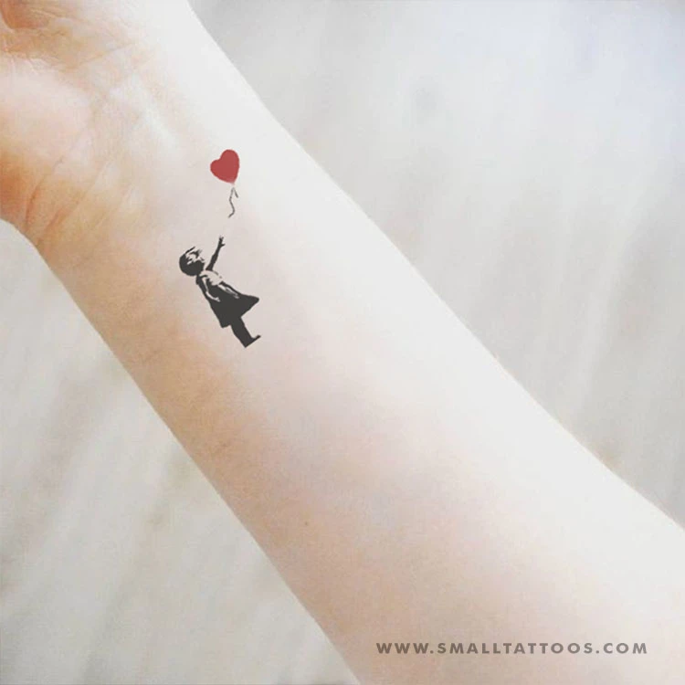 Small Banksy's Balloon Girl Temporary Tattoo (Set Of 3) 5 Small Banksy's Balloon Girl Temporary Tattoo (Set Of 3) - Image 3