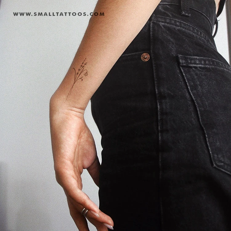 Harmlessberry's Fine Line Flower Bouquet III Temporary Tattoo 5 Harmlessberry's Fine Line Flower Bouquet III Temporary Tattoo - Image 3