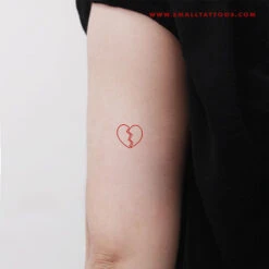 Red Broken Heart Temporary Tattoo (Set Of 3) -Da Vinci Shop broken heart temporary tattoo