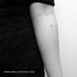 Small Minimalist Cross Temporary Tattoo (Set Of 3) -Da Vinci Shop cross 1cm st temporary tattoo 750