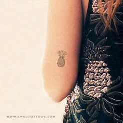 Pineapple Temporary Tattoo (Set Of 3) -Da Vinci Shop fine line pineapple temporary tattoo