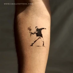 Banksy's Flower Thrower Temporary Tattoo (Set Of 3) 8 Banksy's Flower Thrower Temporary Tattoo (Set Of 3) -Da Vinci Shop flower thrower temporary tattoos watermark