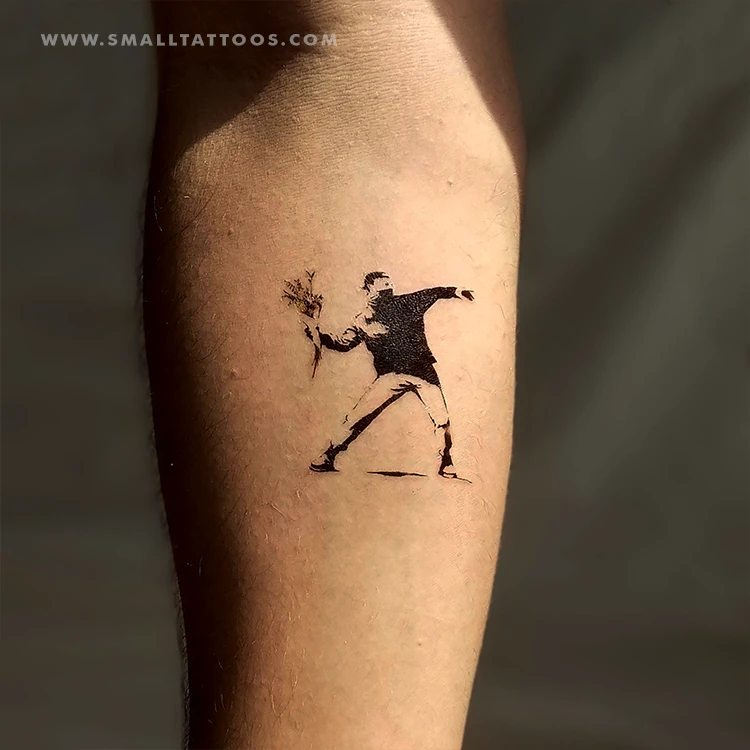 Banksy's Flower Thrower Temporary Tattoo (Set Of 3) 5 Banksy's Flower Thrower Temporary Tattoo (Set Of 3) - Image 3