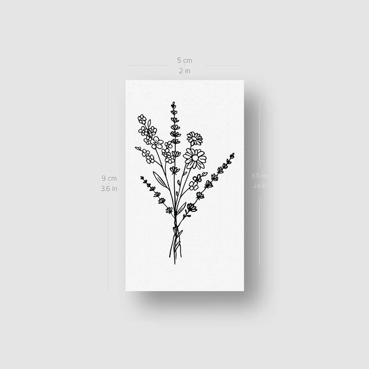 Wild Flower Bouquet Temporary Tattoo (Set Of 3) 5 Wild Flower Bouquet Temporary Tattoo (Set Of 3) - Image 3