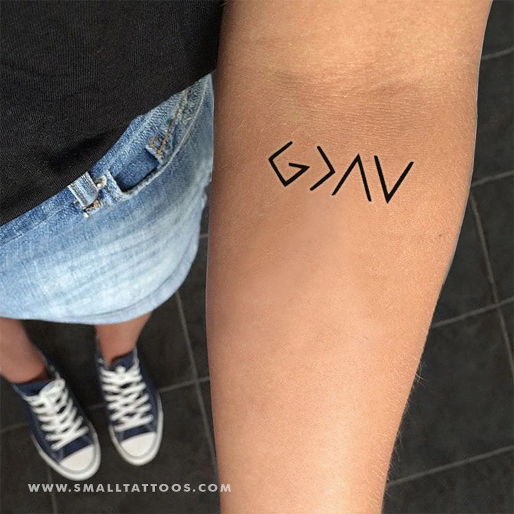 God Is Greater Than My Highs And Lows Symbol Temporary Tattoo (Set Of 3) 4 God Is Greater Than My Highs And Lows Symbol Temporary Tattoo (Set Of 3) - Image 2