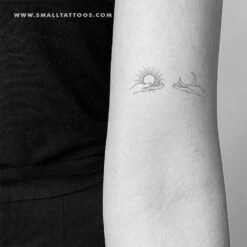 Hand Holding Sun And Moon Temporary Tattoo - Set Of 3