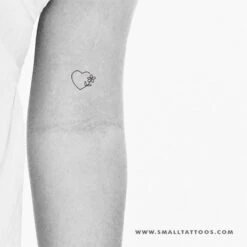 Flower Love Temporary Tattoo (Set Of 3) -Da Vinci Shop heart and flower small temporary tattoo