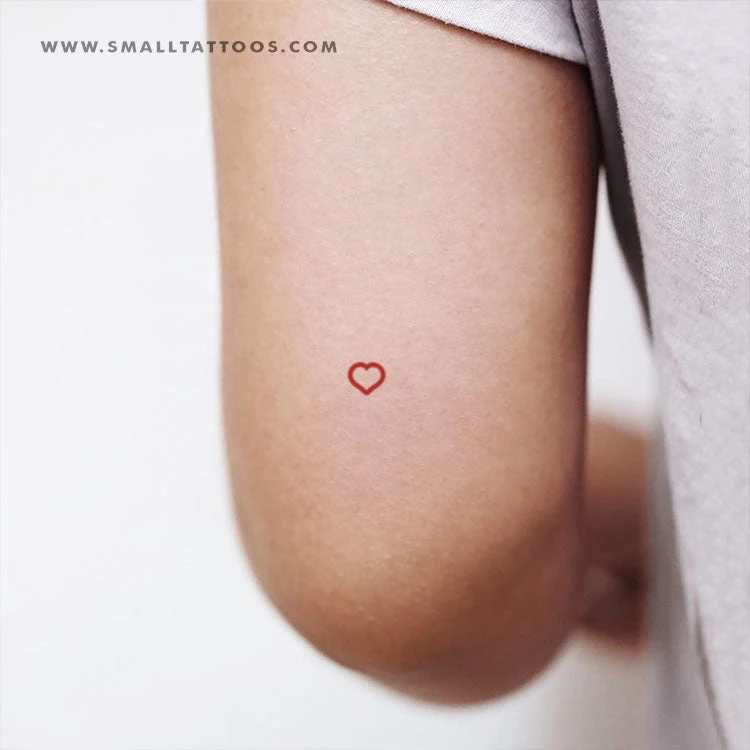 Tiny Red Heart Outline Temporary Tattoo (Set Of 3) 5 Tiny Red Heart Outline Temporary Tattoo (Set Of 3) - Image 3
