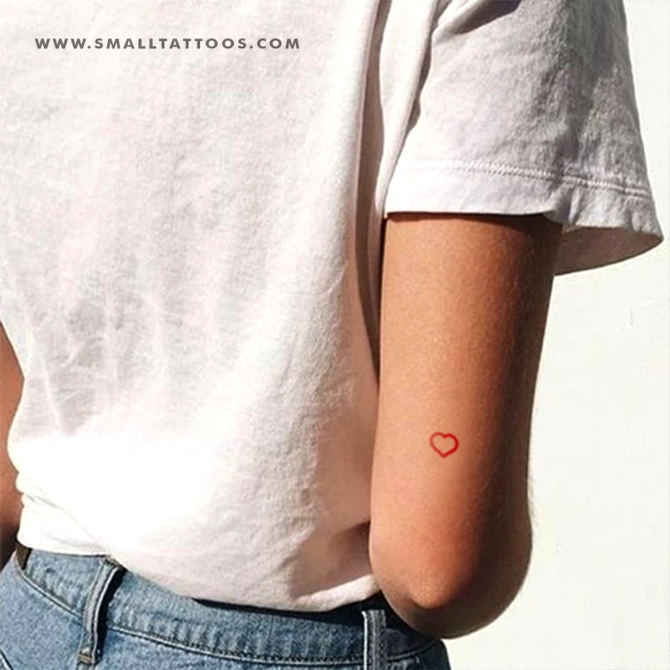 Tiny Red Heart Outline Temporary Tattoo (Set Of 3) 6 Tiny Red Heart Outline Temporary Tattoo (Set Of 3) - Image 4