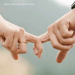 Matching Red Broken Heart Outline Temporary Tattoo (Set Of 3+3) -Da Vinci Shop heart two pieces temporary