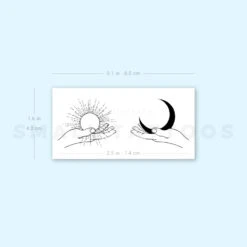 Hands Holding Moon And Sun Temporary Tattoo - Set Of 3 -Da Vinci Shop image1 st 750px fe09731d 1371 4d47 9c1e 395bacf4dfc4