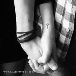 Matching Key And Lock Temporary Tattoo (Set Of 3+3) -Da Vinci Shop key lock matching temporary tattoo