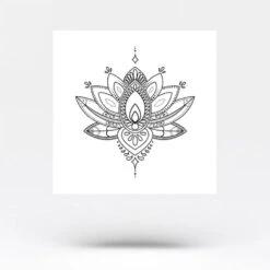 Ornamental Lotus Flower Temporary Tattoo (Set Of 3) -Da Vinci Shop lotus ornamental white