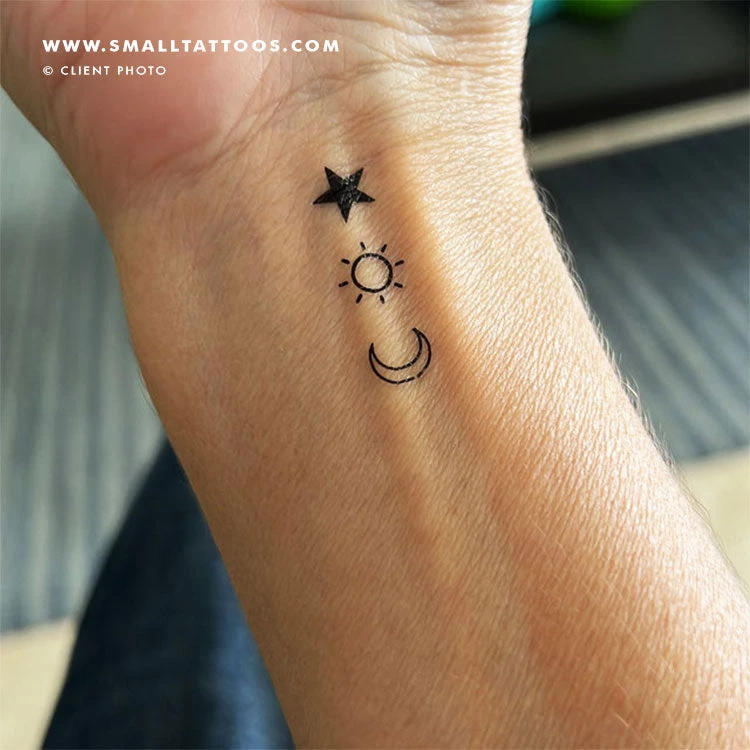 Matching Crescent Sun And Star Temporary Tattoo (Set Of 3x3) 4 Matching Crescent Sun And Star Temporary Tattoo (Set Of 3x3) - Image 2