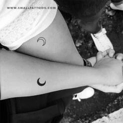 Matching Crescent Moon Temporary Tattoo(Set Of 3+3) -Da Vinci Shop matching crescent moon tatteco temporary tattoos st