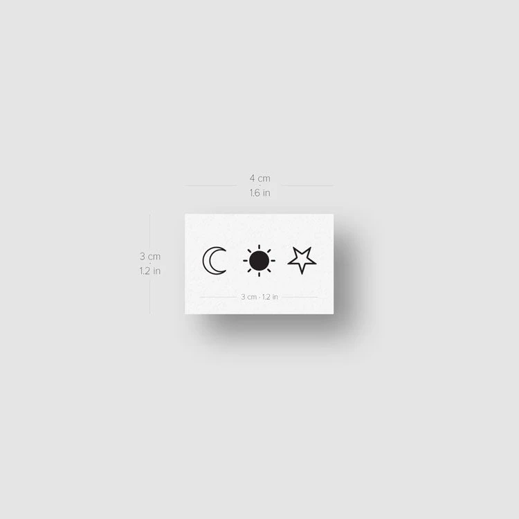 Matching Crescent Sun And Star Temporary Tattoo (Set Of 3x3) 6 Matching Crescent Sun And Star Temporary Tattoo (Set Of 3x3) - Image 4