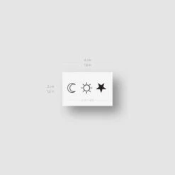 Matching Crescent Sun And Star Temporary Tattoo (Set Of 3x3) 11 Matching Crescent Sun And Star Temporary Tattoo (Set Of 3x3) -Da Vinci Shop matching sun moon star temporary tattoo 3