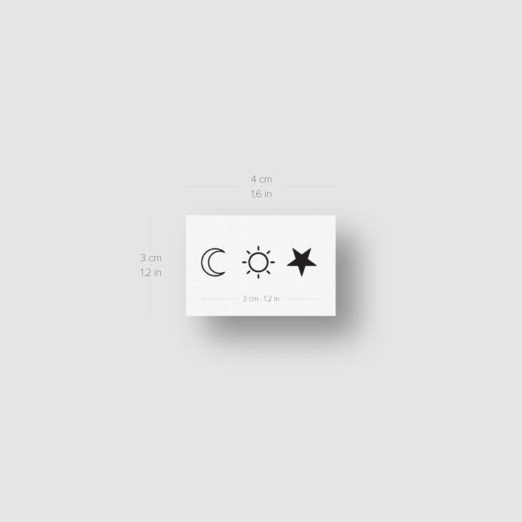 Matching Crescent Sun And Star Temporary Tattoo (Set Of 3x3) 7 Matching Crescent Sun And Star Temporary Tattoo (Set Of 3x3) - Image 5