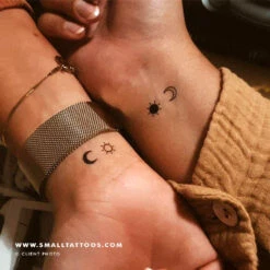 Matching Sun & Moon Couples Temporary Tattoos (Set Of 3+3) 10 Matching Sun & Moon Couples Temporary Tattoos (Set Of 3+3) -Da Vinci Shop matching sun moon tatteco temporary tattoo client photo