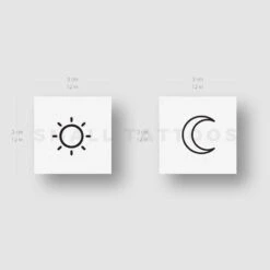 Matching Sun And Moon Temporary Tattoo (Set Of 3+3) -Da Vinci Shop matching sun moon tatteco temptat 1