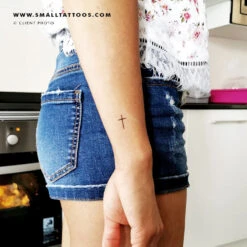 Minimalist Cross Temporary Tattoo (Set Of 3) -Da Vinci Shop minimalist thin cross temporary tattoo tatteco