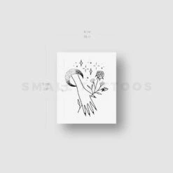 Flower Holding Moon Hand Temporary Tattoo By Tukoi (Set Of 3) -Da Vinci Shop moon hand st
