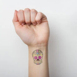 Sugar Skull Temporary Tattoo (Set Of 3)