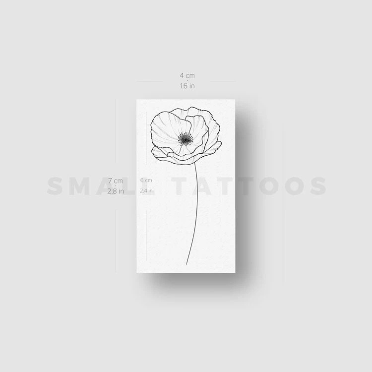 Fine Line Poppy Temporary Tattoo (Set Of 3) 6 Fine Line Poppy Temporary Tattoo (Set Of 3) - Image 4