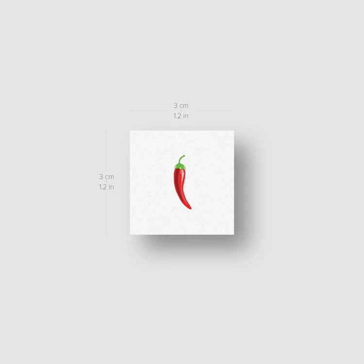 Red Chili Pepper Temporary Tattoo (Set Of 3) 4 Red Chili Pepper Temporary Tattoo (Set Of 3) - Image 2