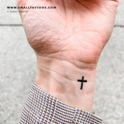 Tiny Cross Temporary Tattoo (Set Of 3) -Da Vinci Shop small bold black cross client photo