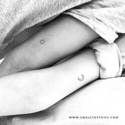 Matching Sun And Moon Temporary Tattoo (Set Of 3+3) -Da Vinci Shop small matching sun and moon tatteco temporary tattoo
