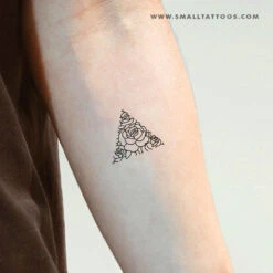 Fine Line Rose Triangle Temporary Tattoo (Set Of 3) -Da Vinci Shop small rose triangle temporary tattoo