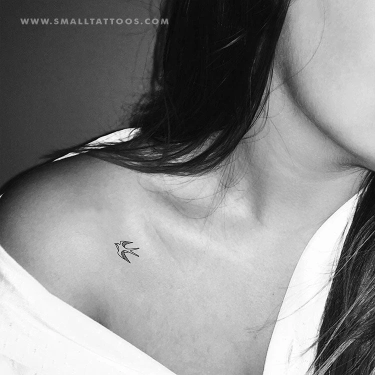Small Swallow Outline Temporary Tattoo (Set Of 3) 3 Small Swallow Outline Temporary Tattoo (Set Of 3)