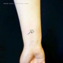 Minimalist Wave And Sun Temporary Tattoo (Set Of 3)