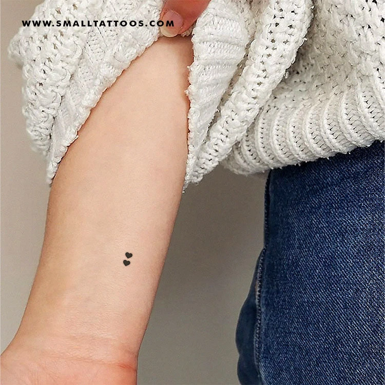 Two Tiny Black Hearts Temporary Tattoo (Set Of 3) 4 Two Tiny Black Hearts Temporary Tattoo (Set Of 3) - Image 2