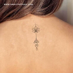 Unalome And Minimalist Lotus Temporary Tattoo - Set Of 3